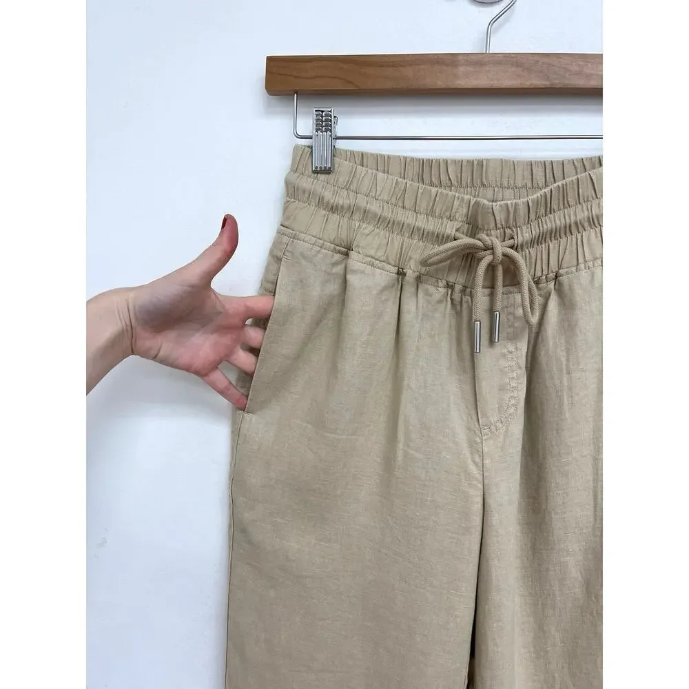 Quince 100% European Linen Elastic Waist Drawstring Wide Leg Coastal Pants XS